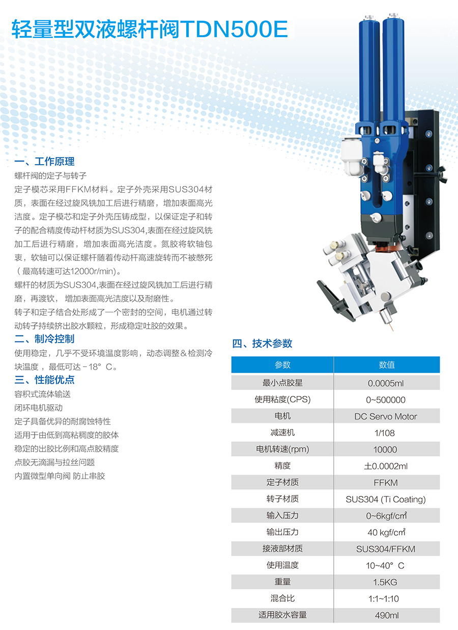 輕量型雙液螺桿閥TDN500E